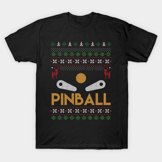 Ugly Christmas Sweater Retro Pinball Lover Arcade Game T-Shirt by TeeShirt_Expressive